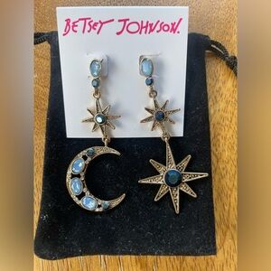 Betsey Johnson Celestial Moon & Stars Drop Earrings